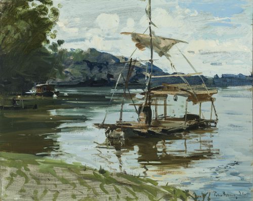 The barrel boat and fisherman, Les Rosiers-sur-Loire