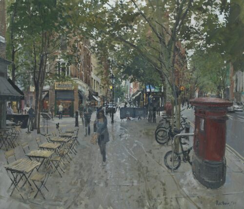 To seven Dials from the topmof Shaftesbury Avenue and Monmouth Street