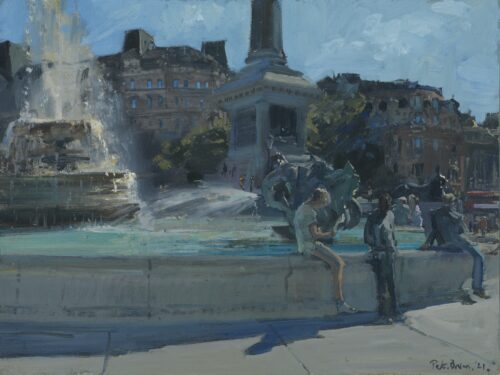 September Morning Light, Fountains, Trafalgar Square