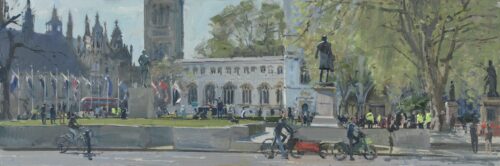 Morning, Preparing Parliament Square for the Coronation