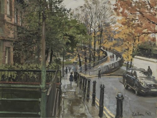 Autumn, The end of Renfrew Street and Pedestrian Bridge