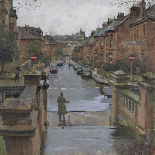 Dowanside Road from Crown Circus Steps, Rain (Glasgow)
