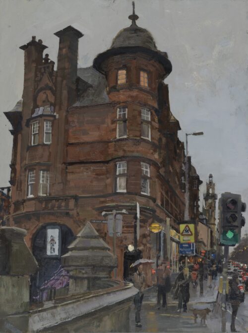 Caledonian Mansions from Kelvinbridge, Rain