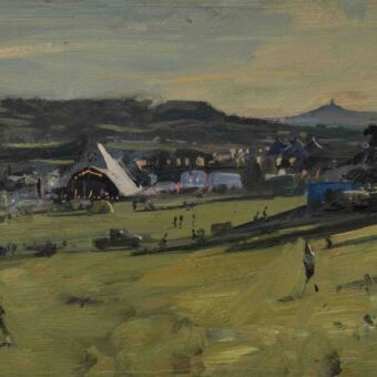 Pyramid Stage and Tor before the Tents, Glasto 2022